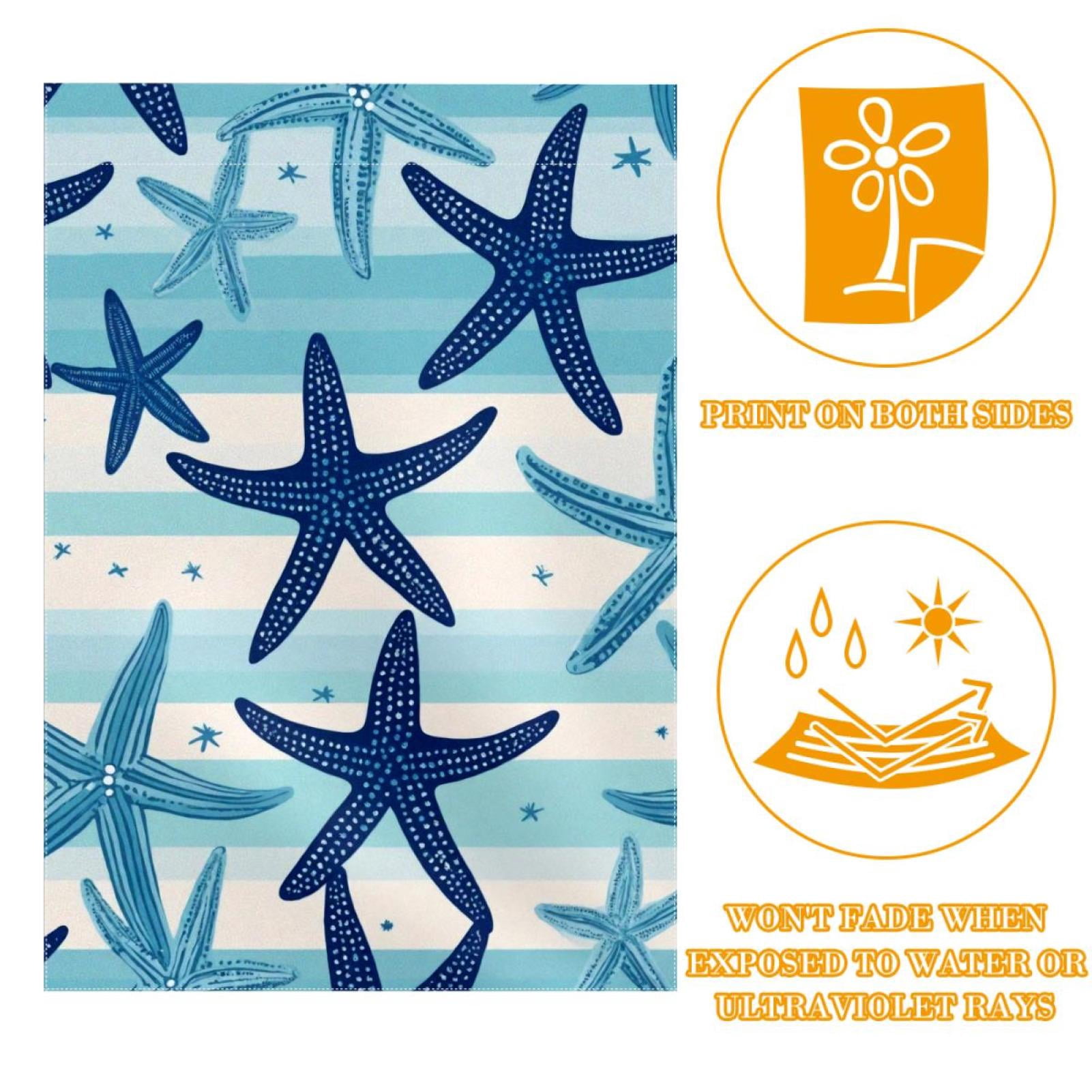 Coastal Starfish Navy Blue Pattern Double Sided Garden Flag Decorative Weather Resistant Yard Flag, Large DIY Vertical Flag for Farmhouse Patio Lawn, 28x40 Inch