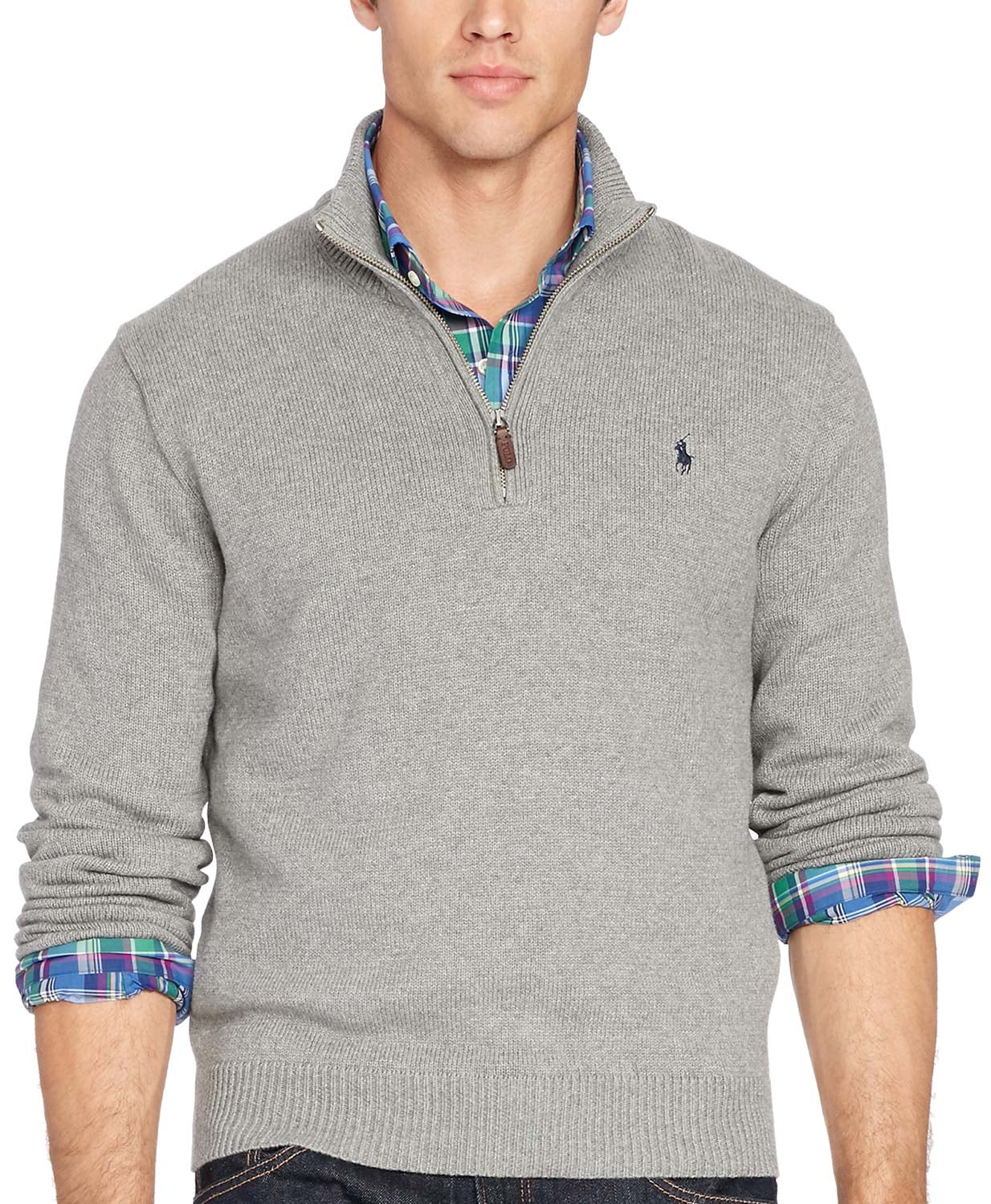 quarter zip mock neck sweater