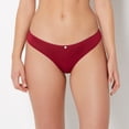 thumbnail image 1 of Culotte String Échancrée en Modal Ultra Doux avec Détail Rosette en Rose Prune, 1 of 5