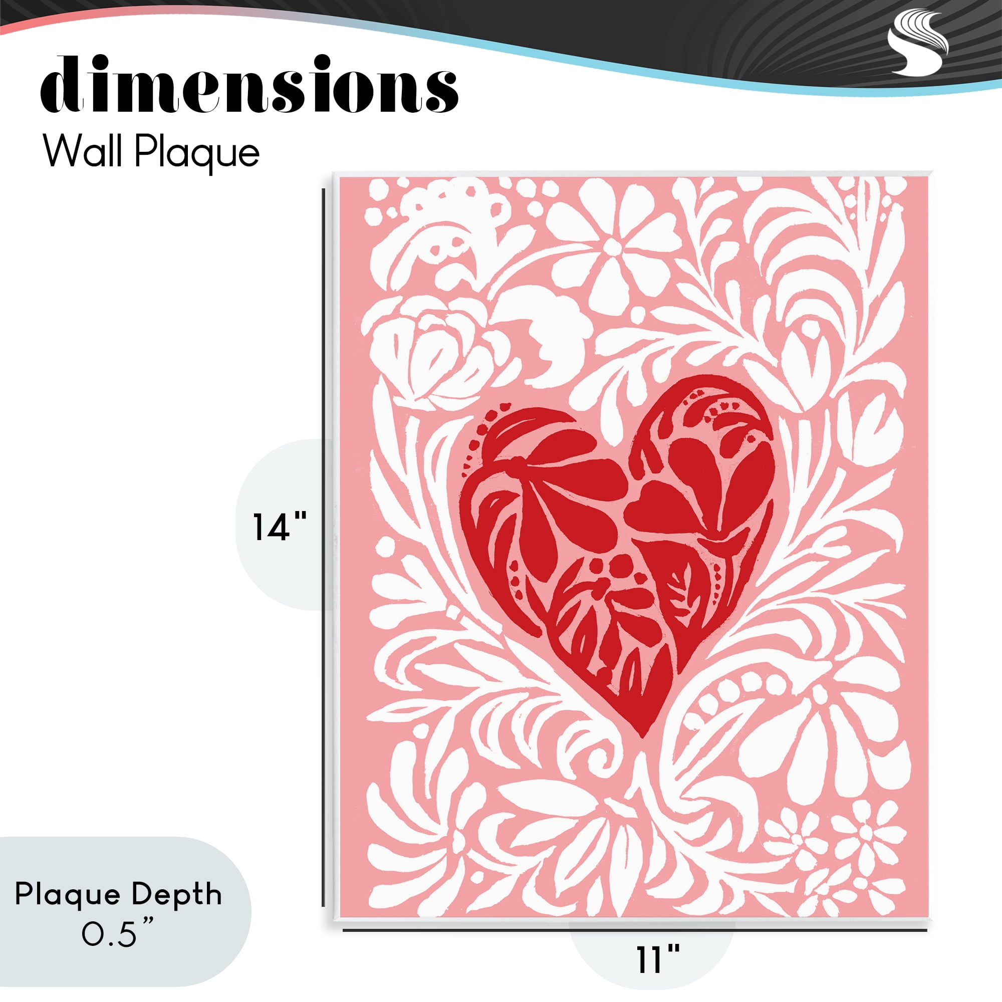 Stupell Industries Red Leafy Heart on Pink Wall Plaque Art, design by Cindy Jacobs