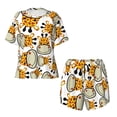 thumbnail image 4 of Naloa Giraffes Head Women's Short-Sleeved Pajama Set, Loungewear, Summer pajamas, Breathable Cozy - XX-Large, 4 of 9
