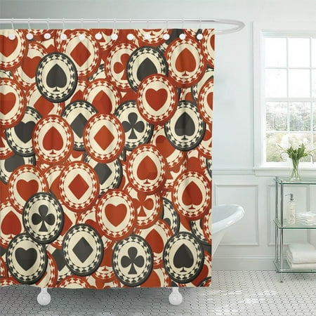 Gambling Chips KSADK Red Casino Poker Chips Dice Gambling Ace Addiction Area Arts Black Shower Curtain 66x72 inch ()