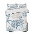 thumbnail image 2 of Blue Coastal King Size Down Alternative Comforter, Lightweight Comforter Quilt Bedding Set with Pillow Shams Nautical Coral Beach Starfish All Seasons Bed Comforter Duvet Insert 96"x106", 2 of 7