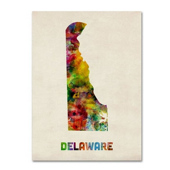 Trademark Fine Art "Delaware Map" Canvas Wall Art by Michael Tompsett