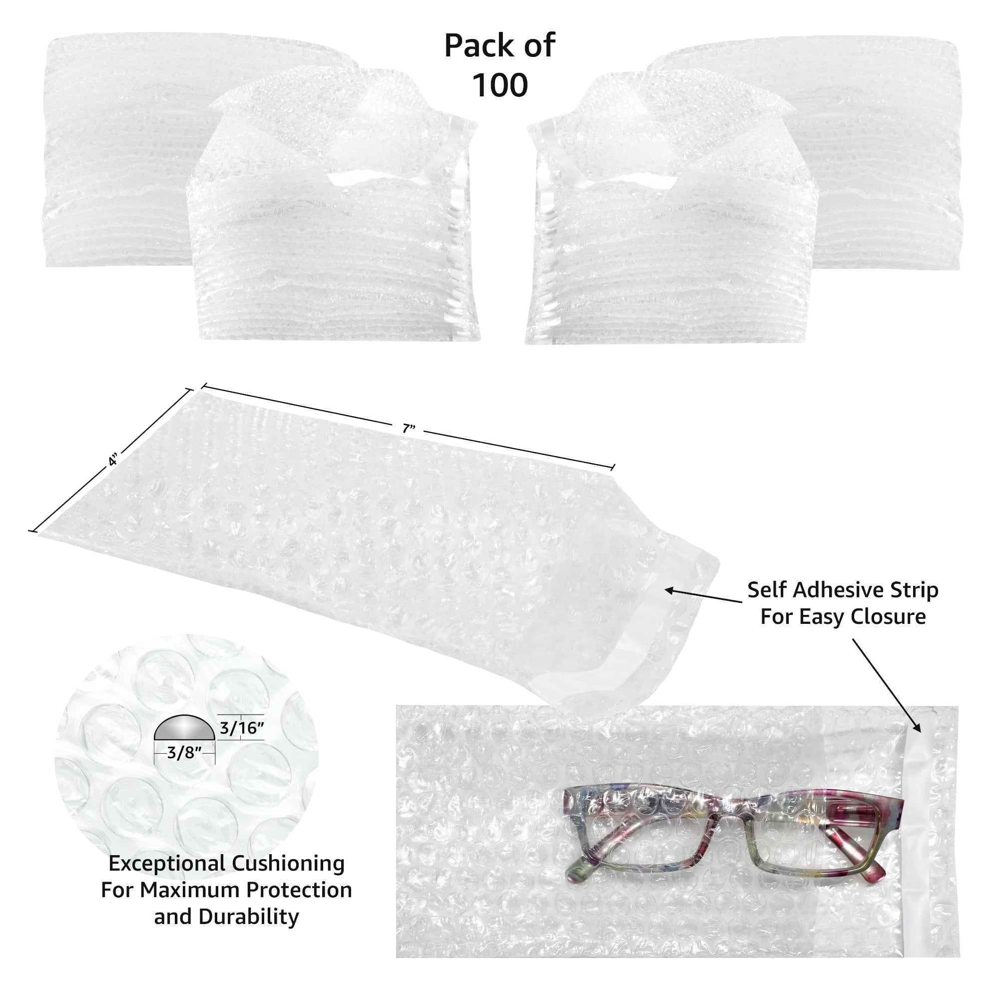 UOFFICE Bubble Out Bags, 7x11.5" Bubble Wrap Bags, Envelopes Self-Sealing, 100 Count, 1 Pack