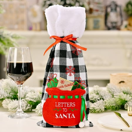 

Christmas Wine Bottle Cover Wine Bottle Pouch Bags for Christmas Party Decorations Wine Bottle Cover Bags Holder Flannelette Christmas Gift