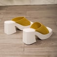 thumbnail image 5 of Xfvqtps Womens Slide Sandals Open Square Toe Knit Chunky Block Heel Casual Comfort House Shoes Summer Spring Outdoor Indoor Slides, 5 of 9