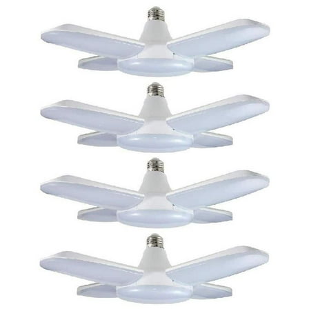 60W LED Garage Lights Trilights Ceiling Adjustable 4 Bulbs 6000LM 6000K Deformable Screw-in Lighting Fixture 4-Pack