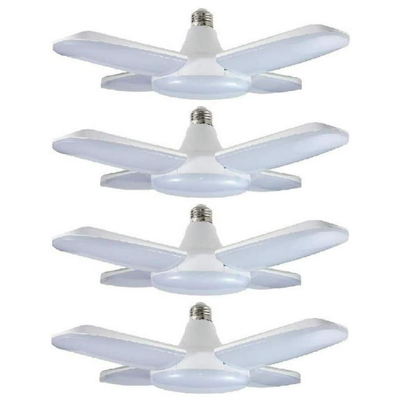 60W LED Garage Lights Trilights Ceiling Adjustable 4 Bulbs 6000LM 6000K Deformable Screw-in Lighting Fixture 4-Pack