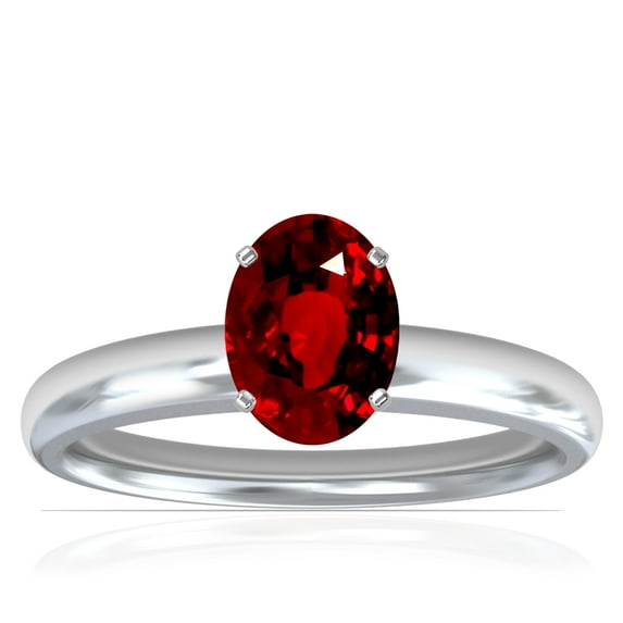 GemsNY July Birthstone - Traditional Oval Ruby Solitaire Ring (Grade - AAAA | 0.65cts.)