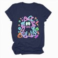 thumbnail image 6 of NOLDARES Halloween Shirt for Women Funny Ghost Costume Tshirts Halloween Short Sleeve Graphic Tee Tops(Navy,S), 6 of 7