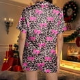 thumbnail image 6 of Women's Pajama Set Short Sleeve Button Down Shirt & Pants Leopard Print Pajama with Bow Tie Soft Sleepwear Two Piece Loungewear Cozy Nights At Home Pajamas Pyjamas Pjs Hot Pink L, 6 of 6