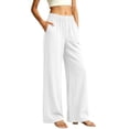 thumbnail image 2 of Rvasteizo Women Sweatpants Satin Cuffed High Waist Side Pocket Sleep Pants, 2 of 3