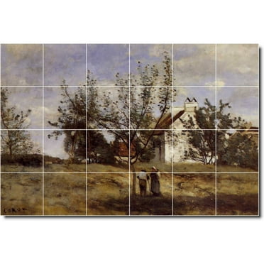 Ceramic Tile Mural-Jean Corot Country Painting 182. 25.5" w x 17" h using (24) 4.25 x 4.25 ceramic tiles