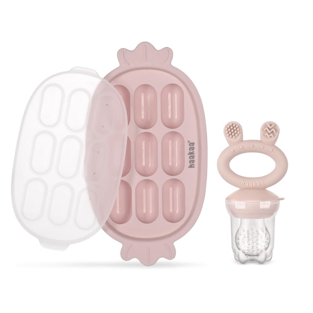 Set de Alimentador de Frutas y Bandeja de Silicona para Bebés Haakaa