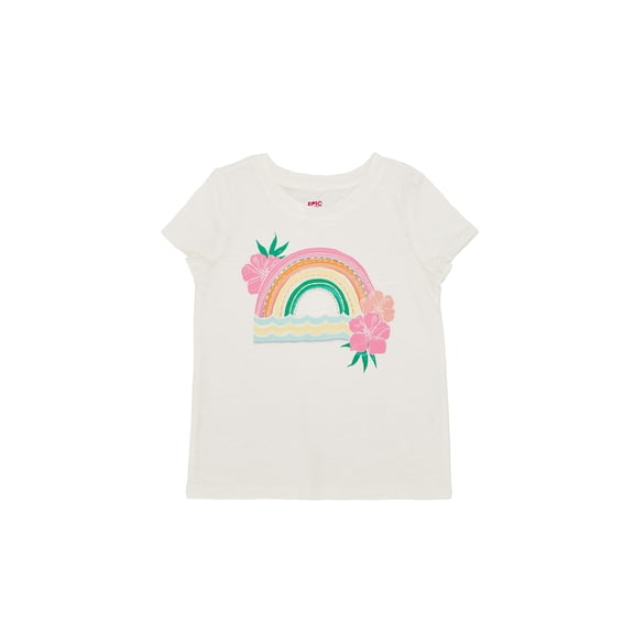 Toddler Girls Short Sleeves Graphic T-Shirt Angel White 3T