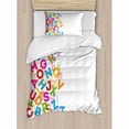 thumbnail image 3 of Colorful Home Decor Queen Size Duvet Cover Set, Alphabet Background with Letter Icons Words Literature Textured Fun Print, Decorative 3 Piece Bedding Set with 2 Pillow Shams, Multi, by Ambesonne, 3 of 3