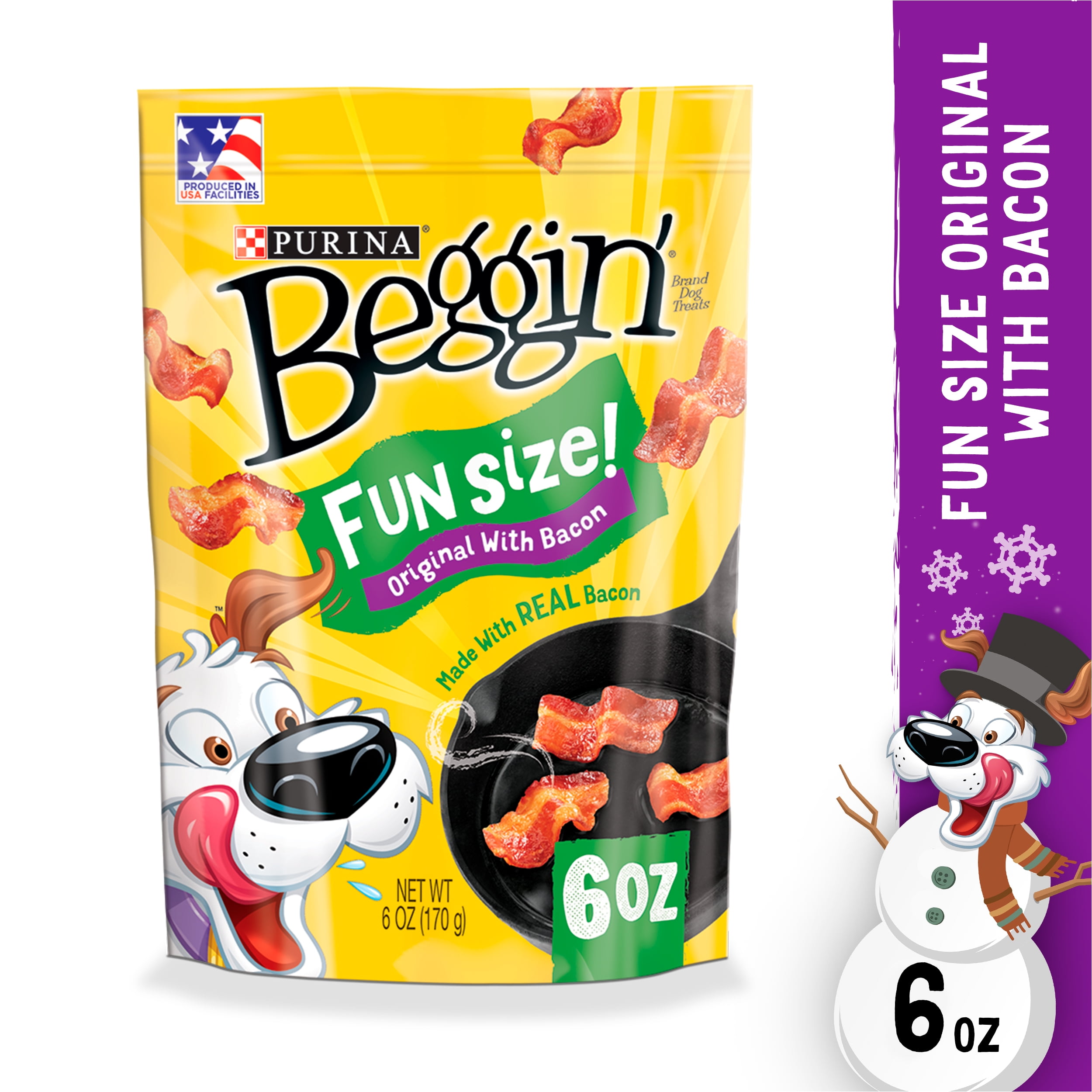 Purina Beggin' Real Meat Dog Treats, Fun Size Original With Bacon, 6 oz