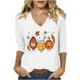 thumbnail image 2 of JTZGDY Halloween Tops for Women Dressy Casual Fall 3/4 Length Sleeve Thanksgiving Day Funny Ghost Pumpkin Printed V Neck Graphic Tunic Shirts Loose Oversized Comfy Pullover Blouse, 2 of 6