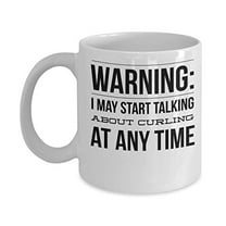 Curling 11 oz Coffee Mug - Fun Talking Warning White Ceramic Gift