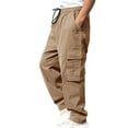 thumbnail image 3 of Parachute Pants for Men Cargo Pants for Men, Lightweight Multi Pockets Outdoor Hiking Pants Elastic Waist Straight Leg Work Pants, Size L, 3 of 9