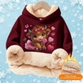 thumbnail image 2 of XUELUO Big Girls Hoodies Drawstring Long Sleeve Fleece Lined Cow Heart Print Hood Tops Early Spring Warm Clothes With Pockets, 2 of 5