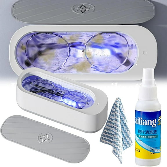 Corvante Clerazy Ultrasonic Glasses Cleaner,Rechargeable Clerazy Eyeglass Cleaner Machine with Liquid,Fast Deep Cleaning for Eyewear,Jewelry (1Set)