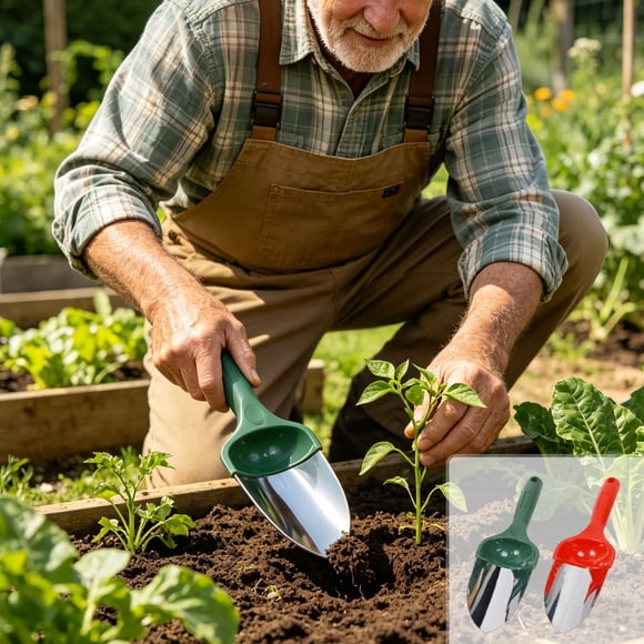 MTBLYS Stainless Steel Garden Trowel Digging Tool Round Point Shovel 1-Piece for Transplanting Loosening Pot Changing Home Gardening Vegetable Garden