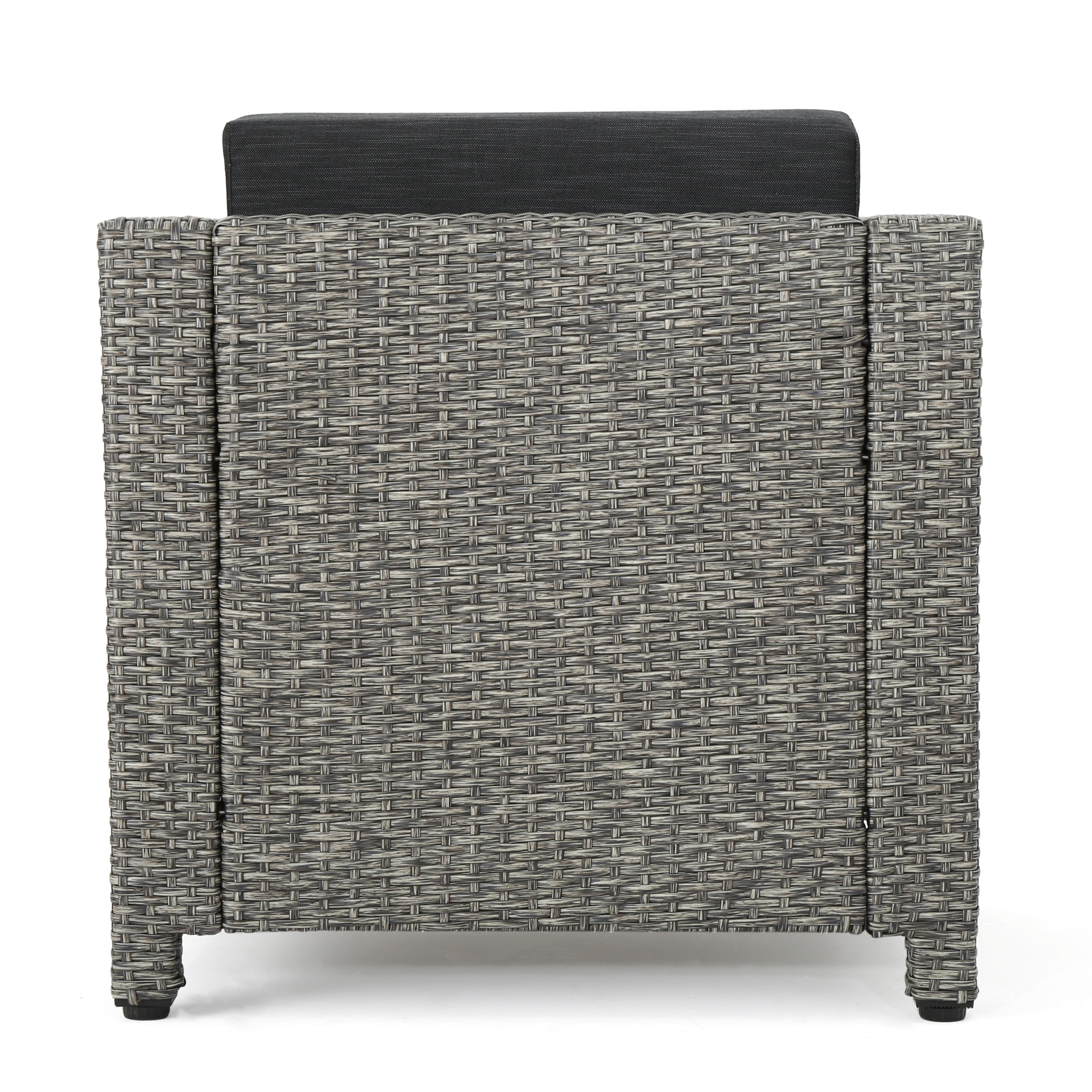 Cascada Outdoor Wicker Club Chair with Cushions, Set of 2, Mixed Black, Dark Grey