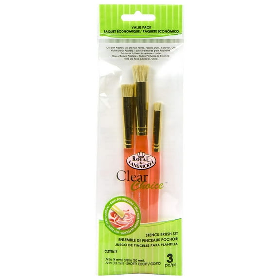 CLSTEN-7 | Clear Choiceâ„¢ 3pc Short Stencil Brush Set
