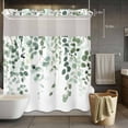 thumbnail image 3 of Spring Leaf No Hook Shower Curtain with Snap in Liner Watercolor Country Green Eucalyptus Leaves Plants Waterproof Bathroom Shower Curtain with See Through Top Window for Bathtub 72" x 72", 3 of 9