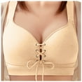 thumbnail image 2 of khonts,Women's Push up Drawstring Bras Supportive Wireless Cleavage Bra Sexy Gathering Lift Adjustable Bralettes for Large Beige 48, 2 of 7