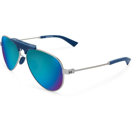 Under Armour UA Getaway Aviator Sunglasses, Silver Blue, 58 mm