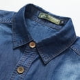 thumbnail image 4 of Men Multi pockets Denim Tooling Shirts New Summer Short Sleeve Blue Jeans Shirts High Quality Men Cotton Casual Shirts Size 5XL, 4 of 5