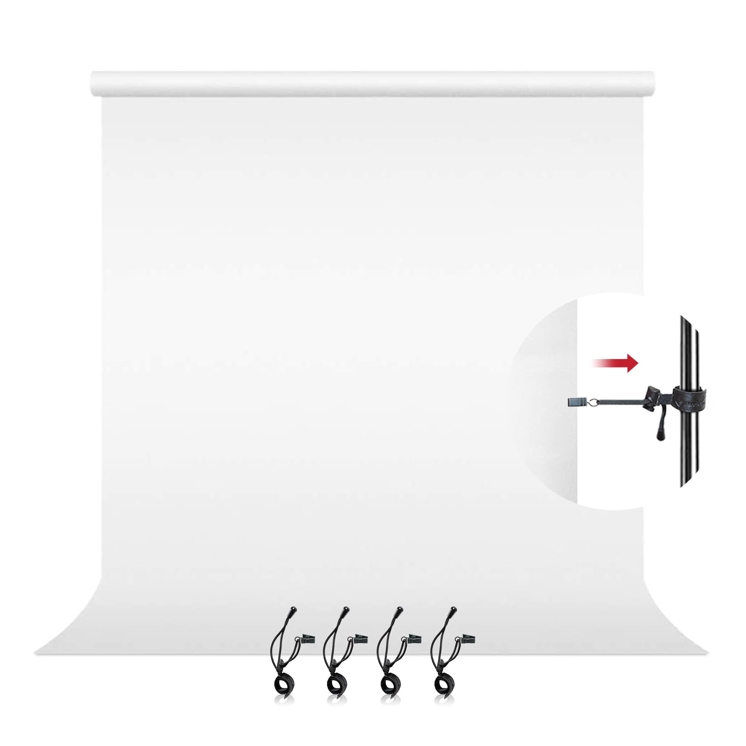 LS Photography 6 x 9 Ft. White Photo Backdrop with Holders for Photography Background, WMT1917