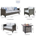 thumbnail image 5 of Ovios 5 Pieces Outdoor Patio Furniture with 30 Inch Fire Pit Table Wicker Patio Sectional Sofa with Single Chairs for Backyard Decor, 5 of 5