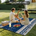 thumbnail image 4 of Navy Blue Boho Outdoor Rug for Patio/Deck/Porch, Non-Slip Large Area Rug 5 x 8 Ft, Vintage Ethnic Tribe Abstract Art Indoor Outdoor Rugs Washable Area Rugs, Reversible Camping Rug Carpet Runner, 4 of 8