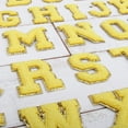 thumbnail image 5 of 26 Letter Set Chenille Iron On Glitter Varsity Letter Patches - Yellow Chenille Fabric With Gold Glitter Trim - Sew or Iron on - 8 cm Tall, 5 of 8