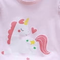 thumbnail image 4 of Toddler Baby Girl Outfits Summer Clothes Set Cute Cartoon Printed Flying Sleeve Top Shorts Two Piece Set, 4 of 4