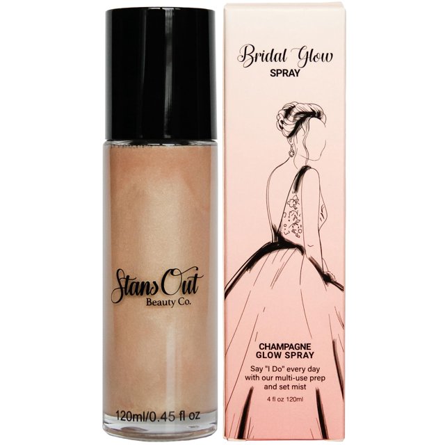 StansOut Beauty Co Spray fijador de brillo nupcial | Spray fijador de niebla facial iluminador Dewy para acabado de maquillaje | Spray fijador de maquillaje de larga duración para pintura facial con a