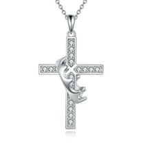 Cross Necklace Sterling Silver Crown Pendant Religious Jewelry Gifts for Women