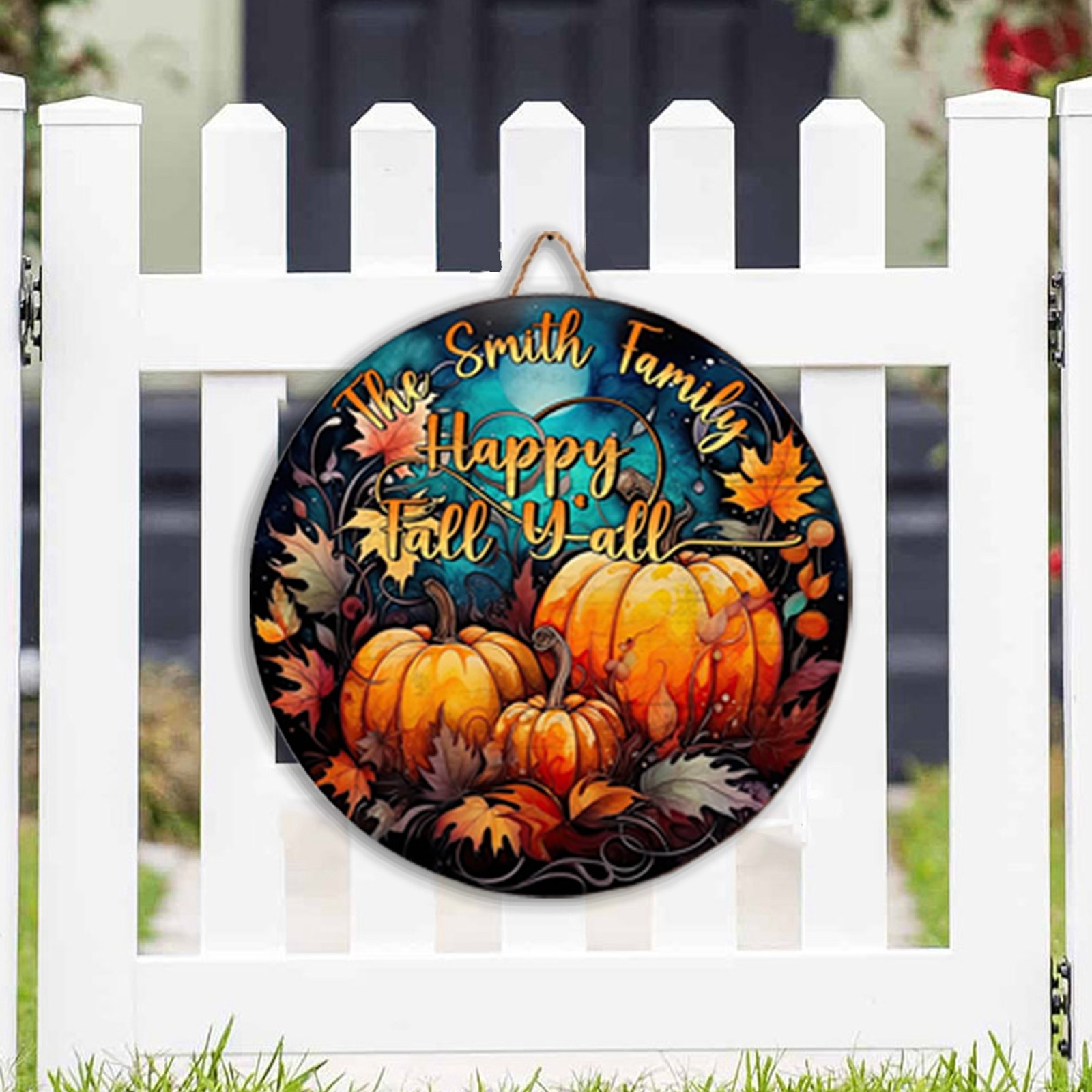 Fun Pumpkin Signs Decorate The Round Wooden Signboard For Doors ...