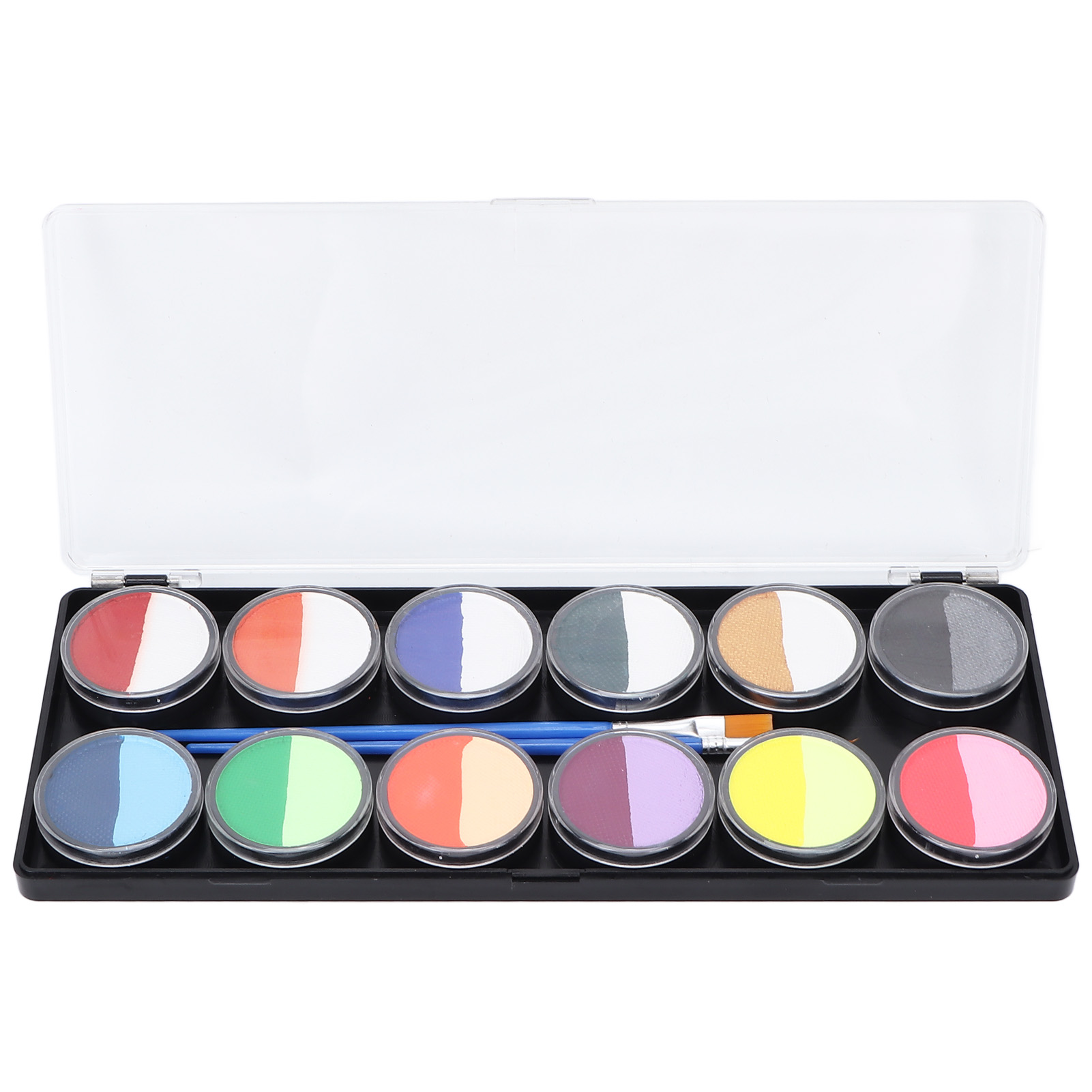 20 Color Face & Body Paint Kit - Water Activated Makeup Palette With Brushes
