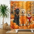thumbnail image 3 of SUNOLIFE Fall Shower Curtain Autumn Pumpkins Dog Fabric Bathroom Curtain,47x64 in, 3 of 4