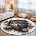 thumbnail image 2 of Round Rugs 6Ft, Wolf Round Area Rug Washable Indoor Throw Carpet, Animal Broken Wall Dynamic Angry Expression Soft Non Slip Circle Rug for Office Cabinet Home Decor Aesthetic, 2 of 8