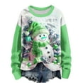 thumbnail image 2 of Riecok Christmas Oversized Sweatshirt for Women Long Sleeves Crewneck Winter Christmas Funny Graphic Outfit Holiday Sweatshirts Comfy Loose Tops Green L, 2 of 4