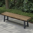 thumbnail image 3 of Tcbosik Outdoor Backless Bench, Wood Seat for Patio, Garden, Porch, Backyard, Grey & Black, 3 of 9
