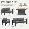 thumbnail image 4 of LayinSun Aluminum Furniture Set with Fire Pit Table, 5 Pieces Patio Sectional Conversation Chat Sofa Modern Seating Set, 4 of 7