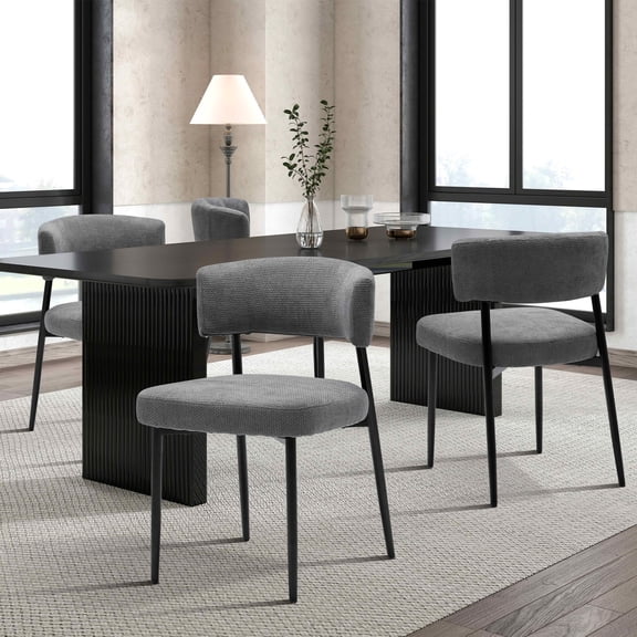 MAYEERTY Set of 4 Upholstered Modern Dining Chairs Curved Back Sturdy Metal Frame