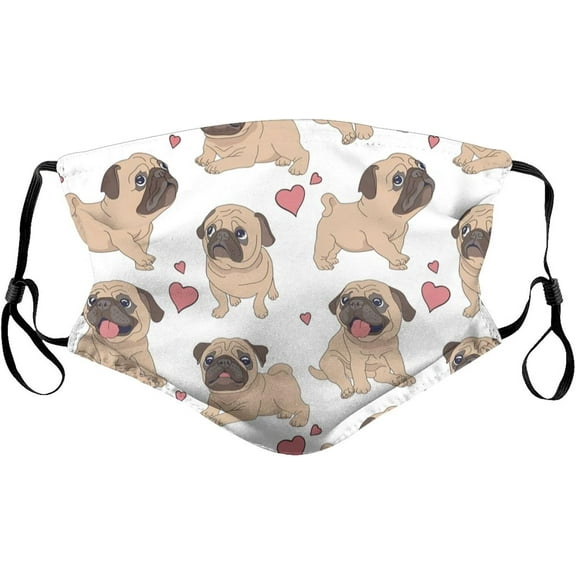Funny Cartoon Puppie Reusable Cloth Face Masks with 2 Washable Face Covering Medium